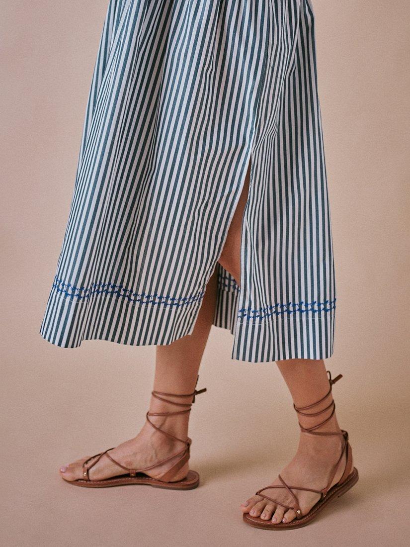 Product image 5 of 7, which shows Cape Cove Stella Short Sleeve Striped Cotton Maxi Dress, White/Green/Blue, XS