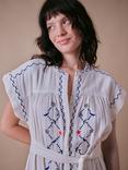 Cape Cove Coves Embroidered Cheesecloth Dress, Egrey Ivory