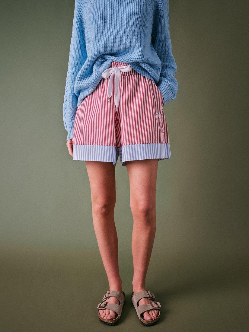 Product image 1 of 5, which shows Cape Cove Moon Star Stripe Shorts, Red/Blue, XS