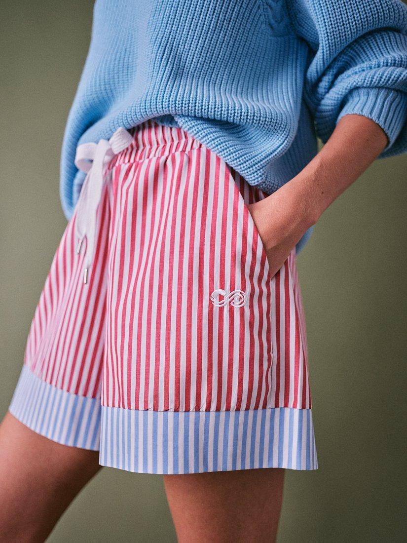 Product image 2 of 5, which shows Cape Cove Moon Star Stripe Shorts, Red/Blue, XS