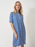 Crew Clothing Leah Short Sleeved Geometric Shift Dress, Blue/Multi