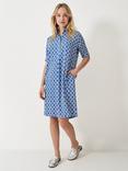 Crew Clothing Leah Short Sleeved Geometric Shift Dress, Blue/Multi