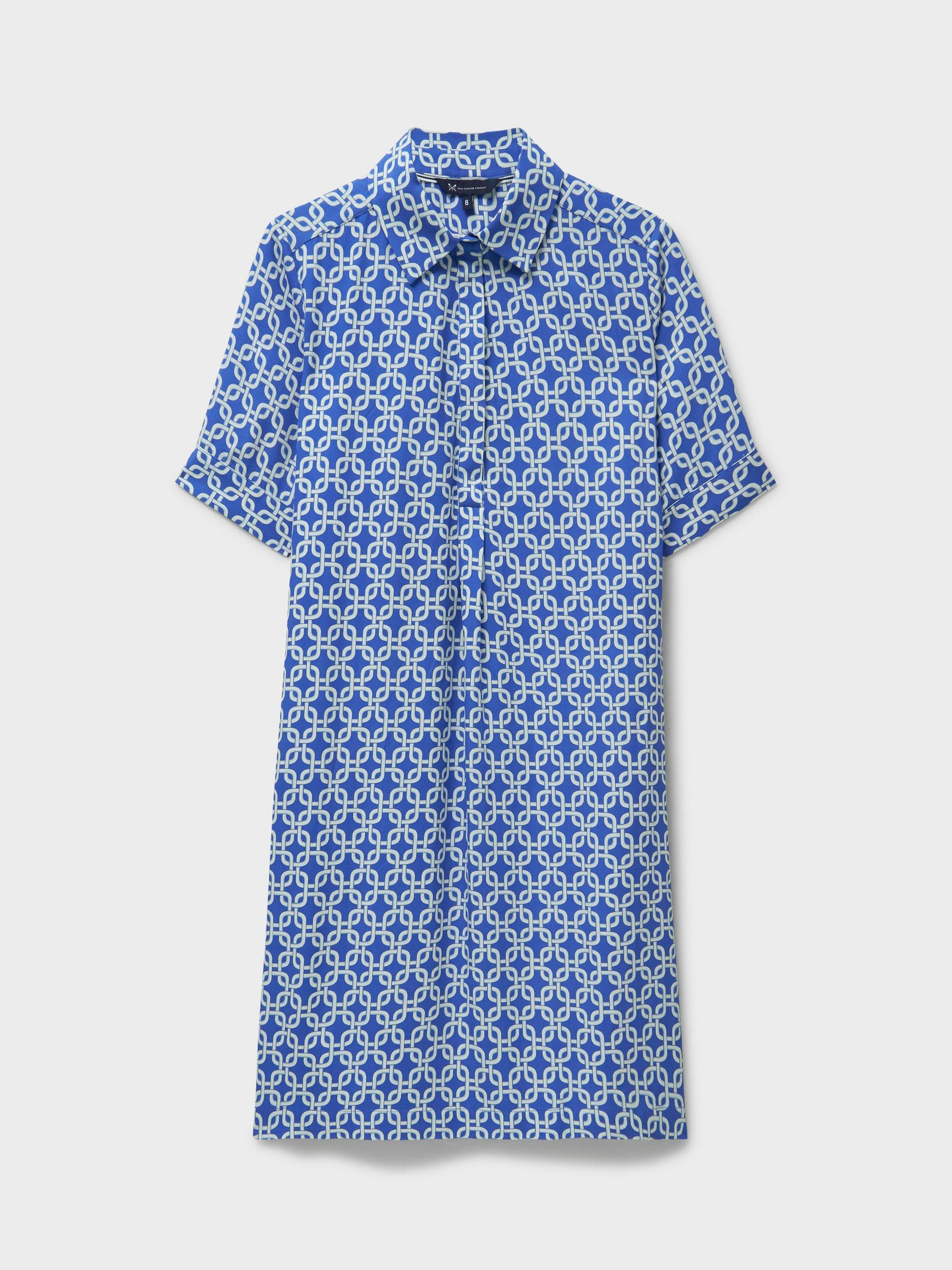 Product image 5 of 5, which shows Crew Clothing Leah Short Sleeved Geometric Shift Dress, Blue/Multi, 10