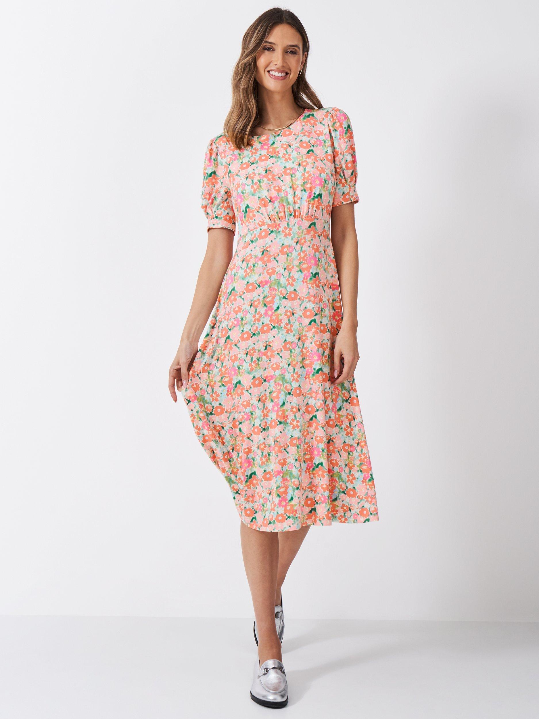 Crew Clothing Scarlet Meadow Floral Tea Dress, Pink/Multi