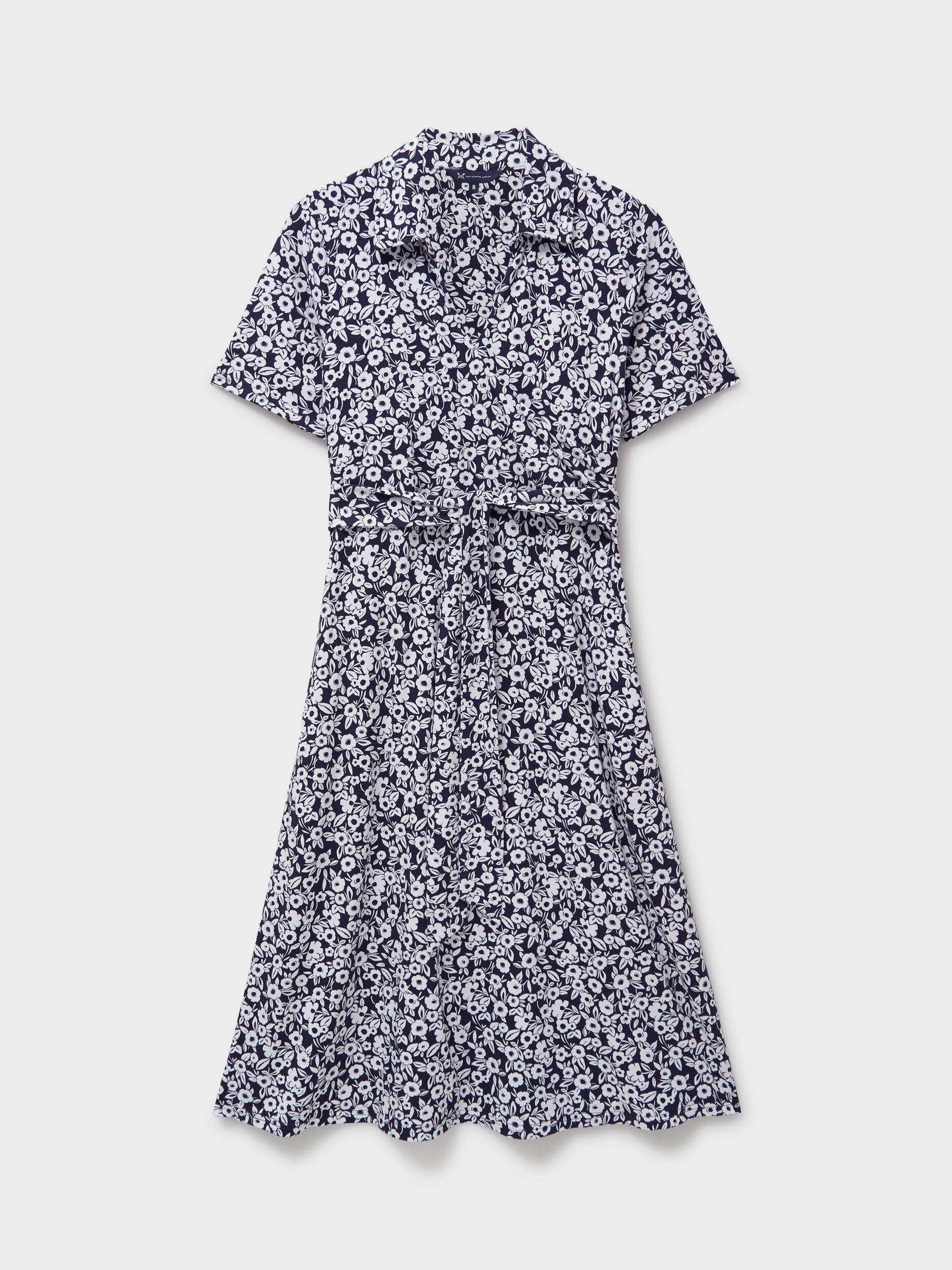 Product image 5 of 5, which shows Crew Clothing Dani Short Sleeved Floral Midi Dress, Navy/White, 10
