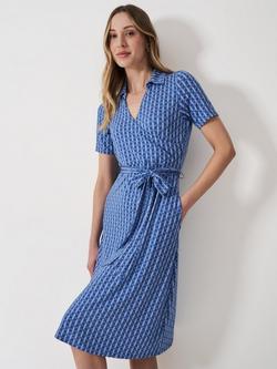 Crew Clothing Dani Jersey Dress, Multi Blue - view 2, Multi Blue