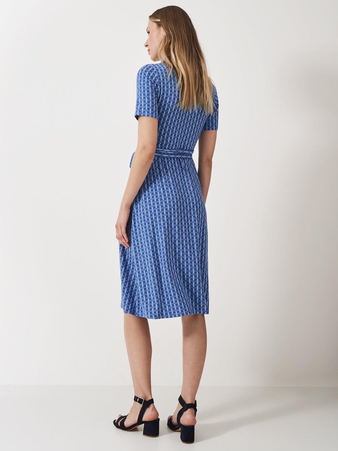 Product image 3 of 5, which shows Crew Clothing Dani Jersey Dress, Multi Blue, 10