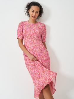 Crew Clothing Ella Floral Tea Dress, Pink, Pink