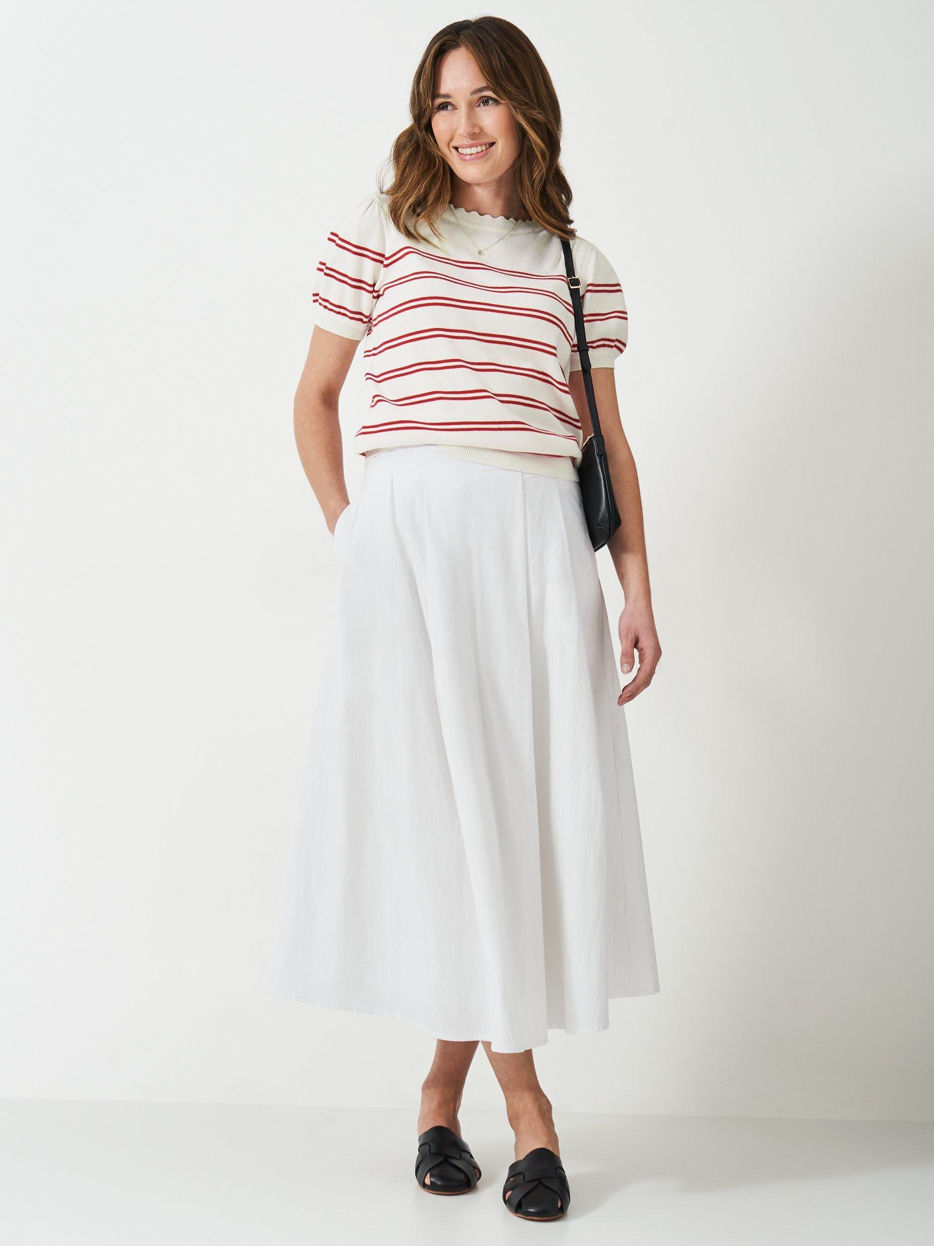 Product image 3 of 5, which shows Crew Clothing Sola Stripe Short Sleeve Jumper, Red Wine, 8
