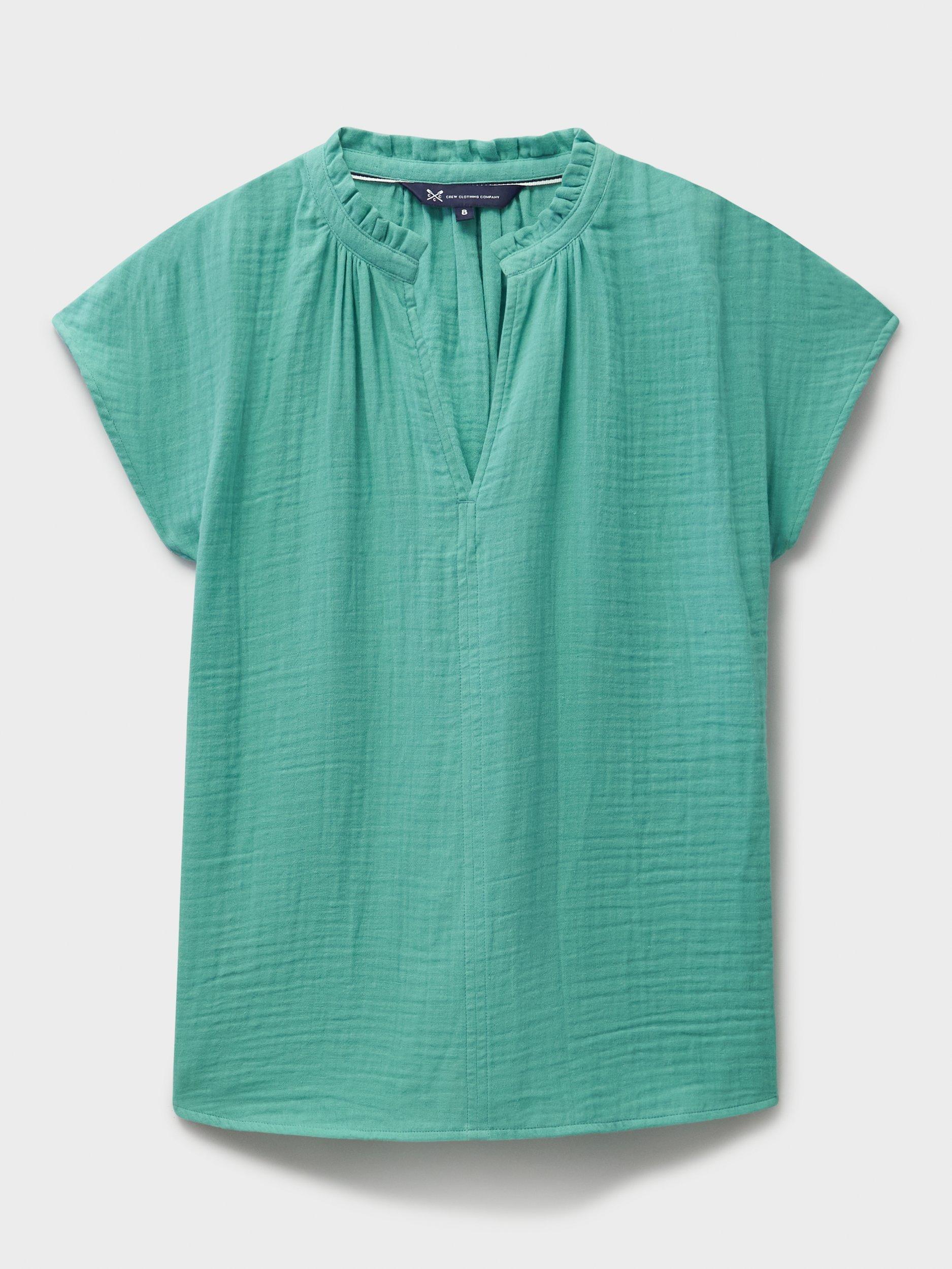 Product image 5 of 5, which shows Crew Clothing Cleo Double Cloth Blouse, Teal Blue, 8