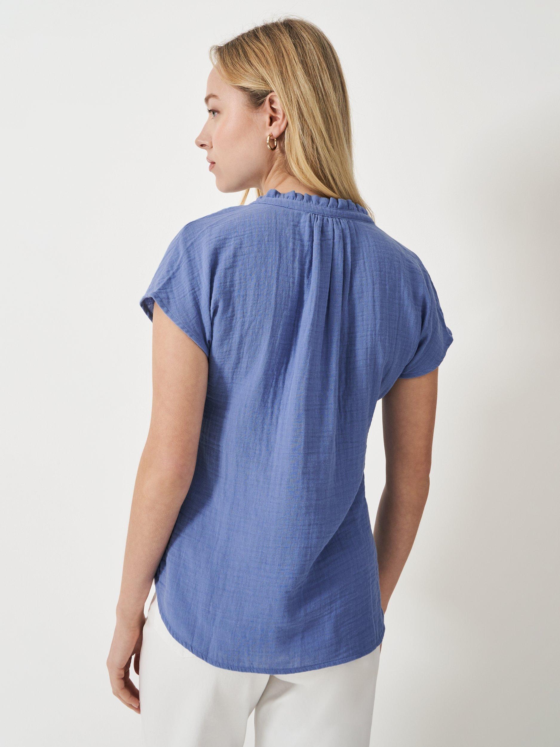 Product image 3 of 5, which shows Crew Clothing Cleo Double Cloth Blouse, Light Blue, 8