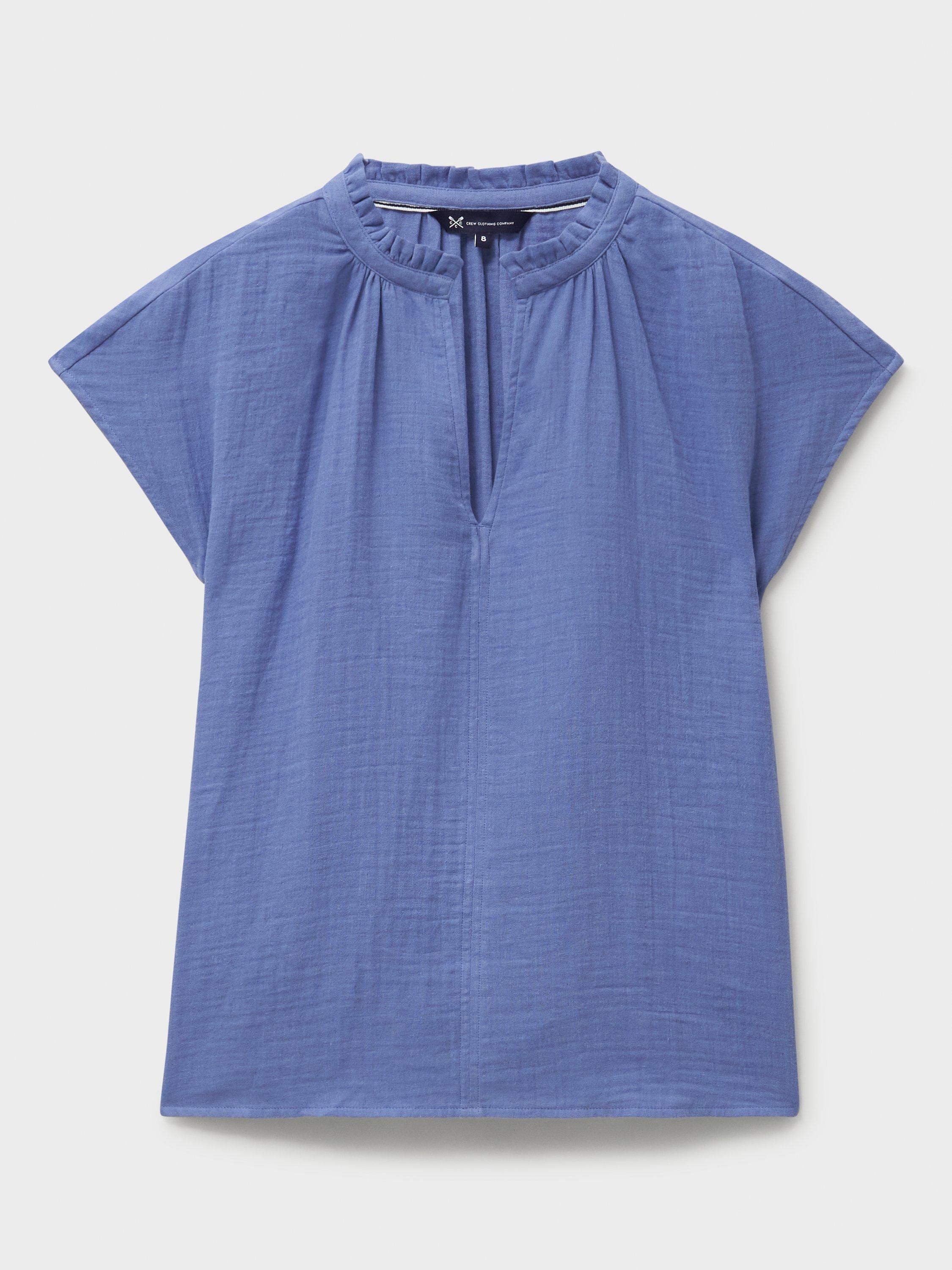 Product image 5 of 5, which shows Crew Clothing Cleo Double Cloth Blouse, Light Blue, 8