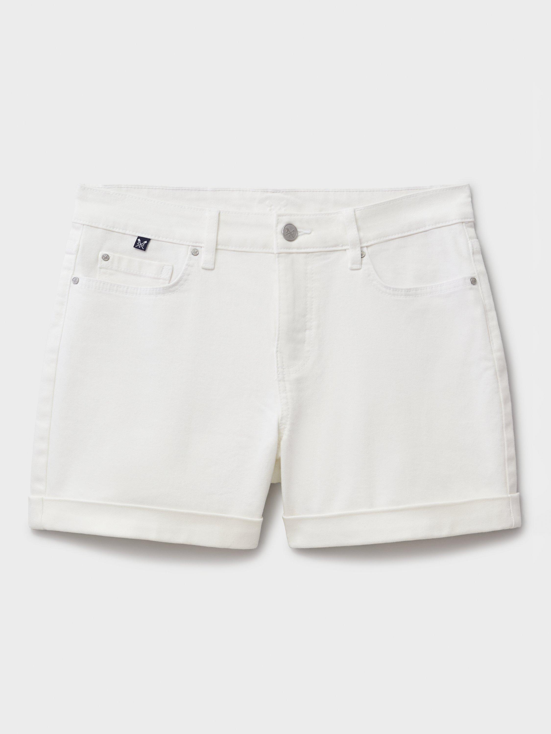Product image 4 of 4, which shows Crew Clothing Denim Chino Shorts, White, 8