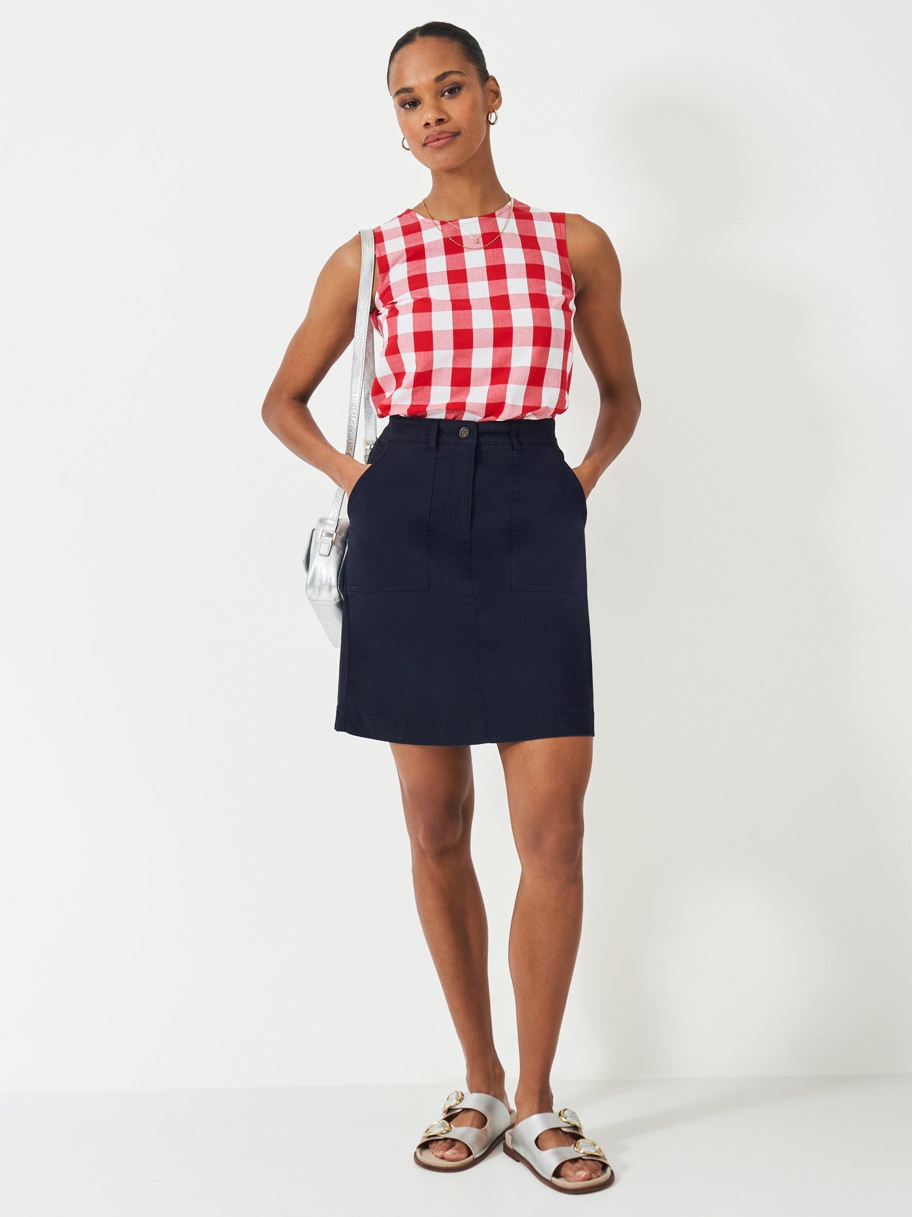 Product image 1 of 5, which shows Crew Clothing Chino Mini Skirt, Navy Blue, 8