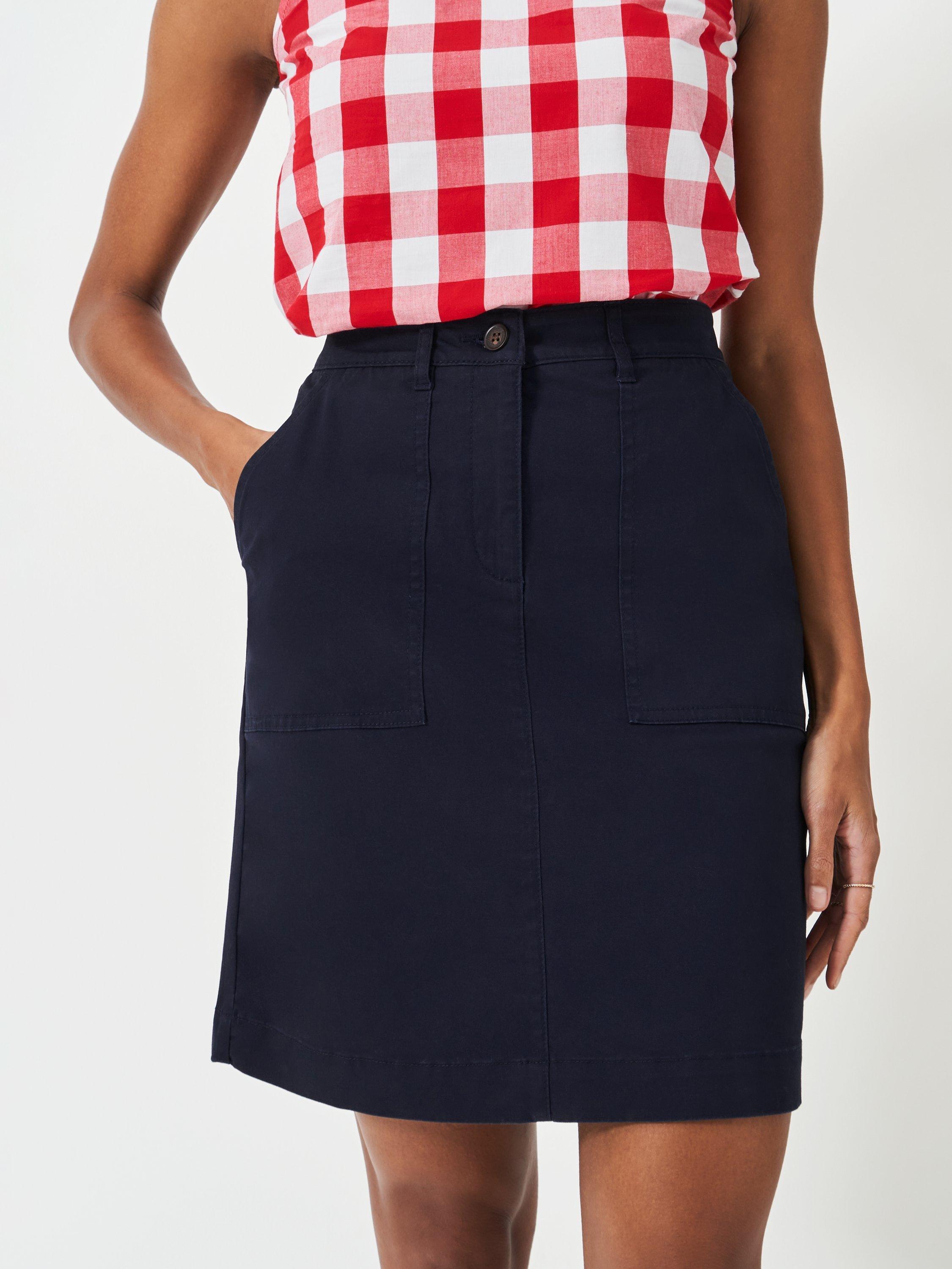 Product image 2 of 5, which shows Crew Clothing Chino Mini Skirt, Navy Blue, 8