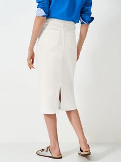 Crew Clothing Denim Midi Skirt, White - view 2, White