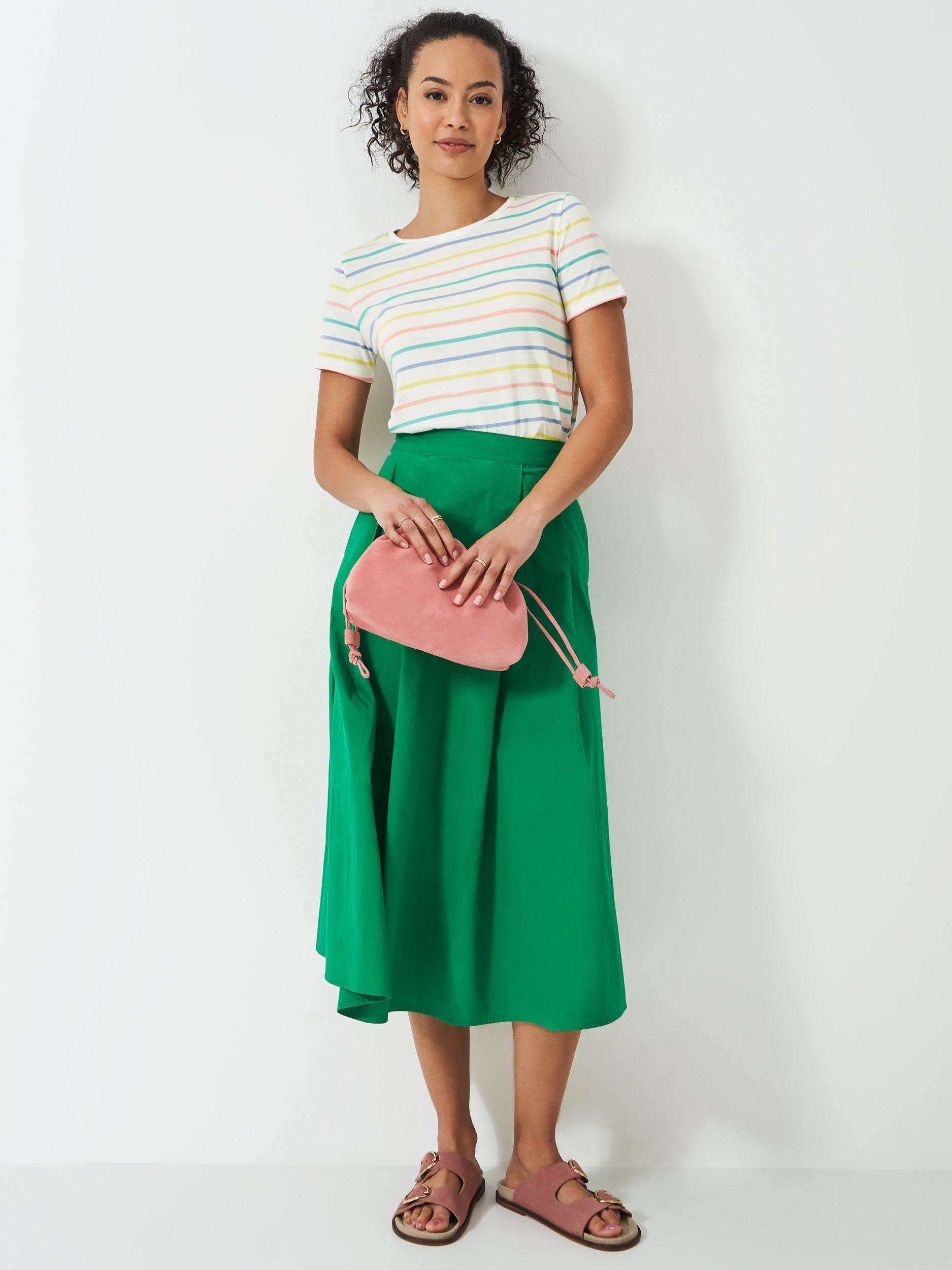 Product image 2 of 5, which shows Crew Clothing Breton Stripe T-Shirt, Light Green, 8