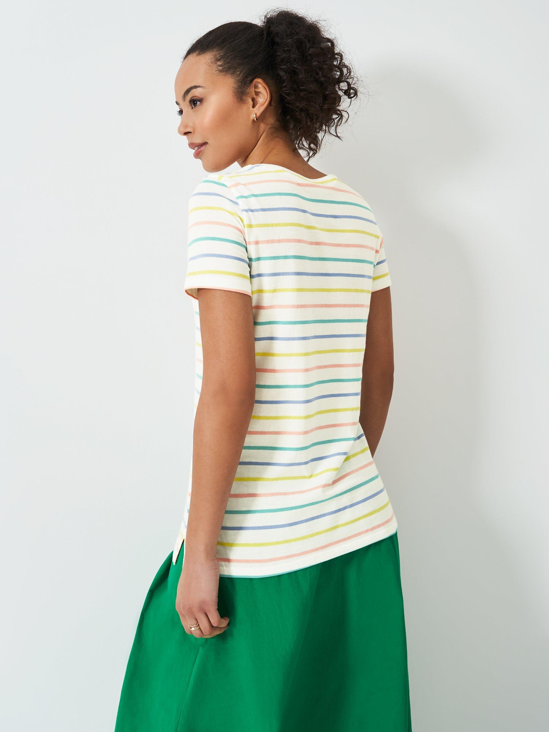 Product image 3 of 5, which shows Crew Clothing Breton Stripe T-Shirt, Light Green, 8