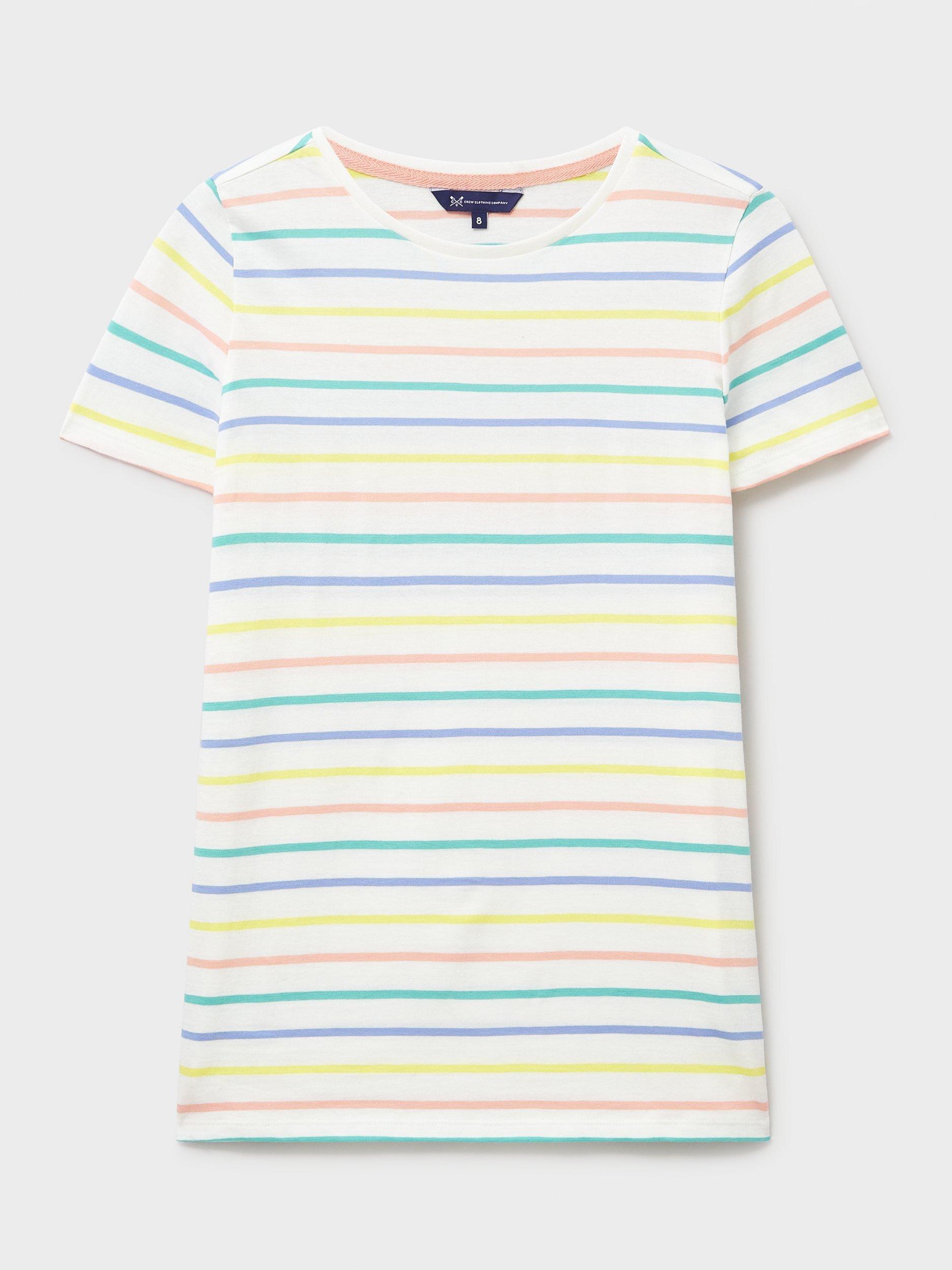 Product image 5 of 5, which shows Crew Clothing Breton Stripe T-Shirt, Light Green, 8