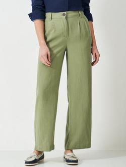 Crew Clothing Linen Blend Wide Leg Trousers, Khaki