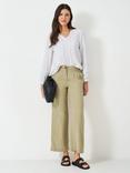 Crew Clothing Linen Blend Wide Leg Trousers, Stone