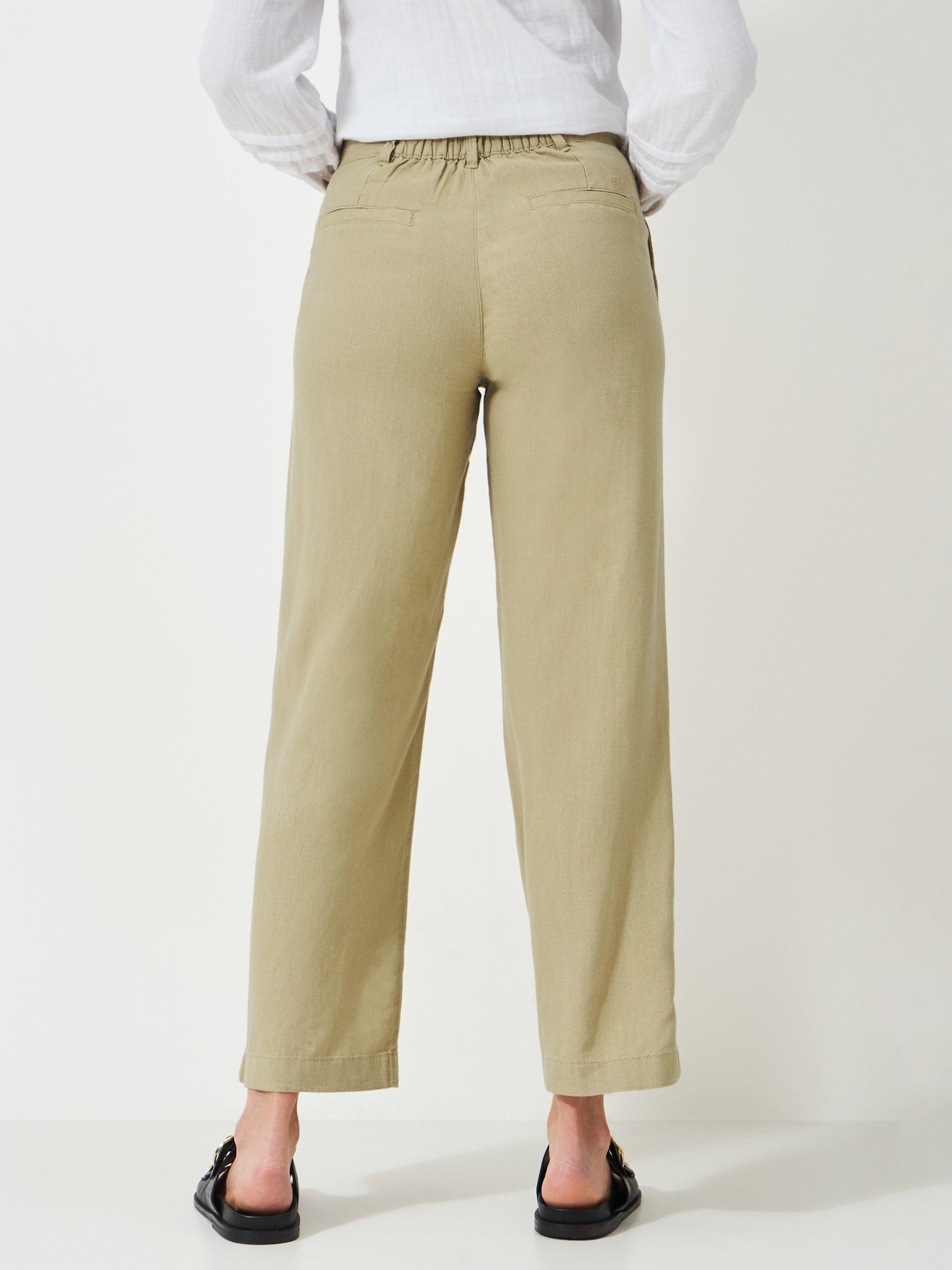Product image 4 of 5, which shows Crew Clothing Linen Blend Wide Leg Trousers, Stone, 8