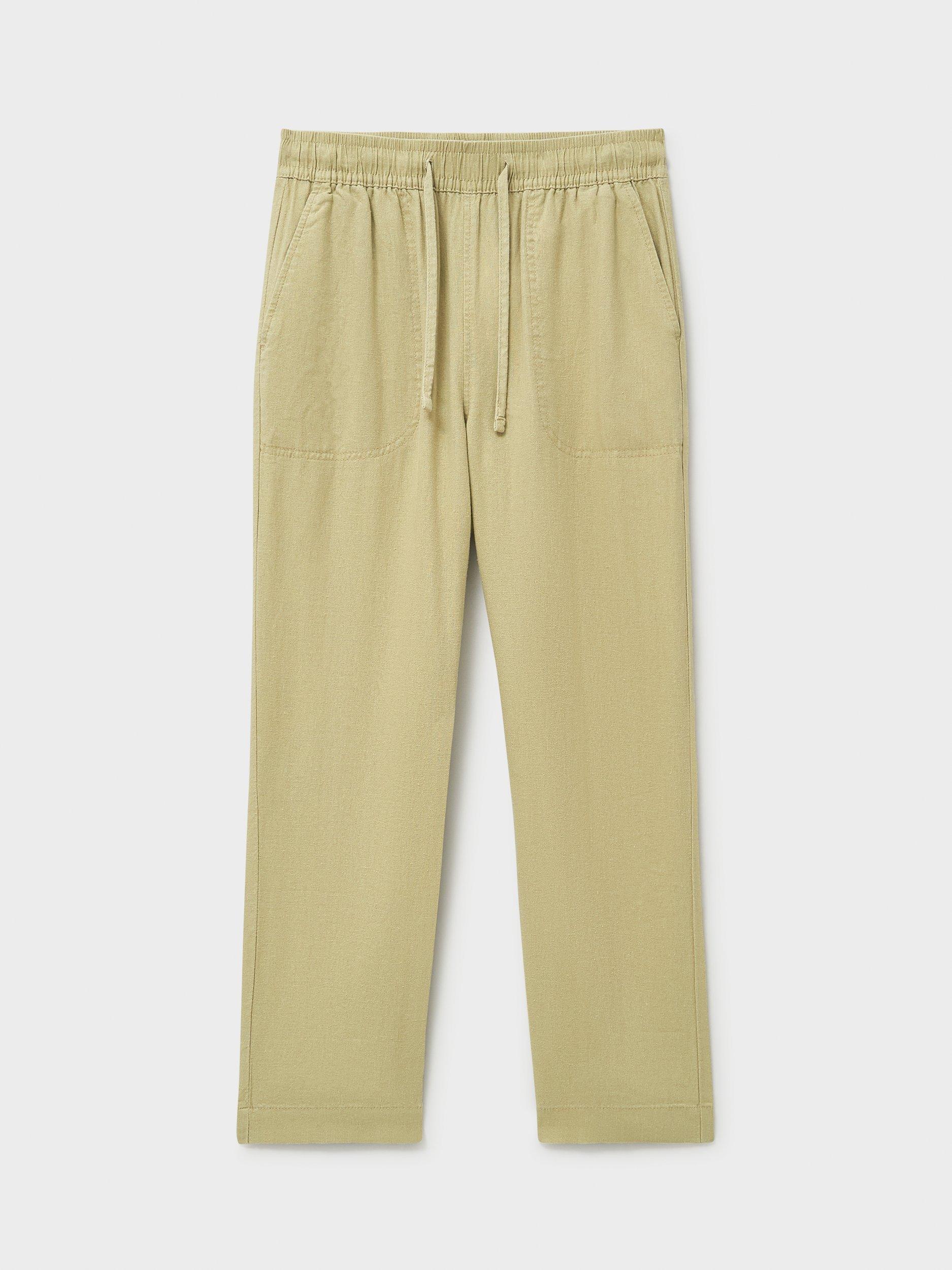 Product image 5 of 5, which shows Crew Clothing Tapered Linen Blend Trousers, Stone, 10