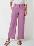 Crew Clothing Linen Blend Wide Leg Trousers, Dark Pink