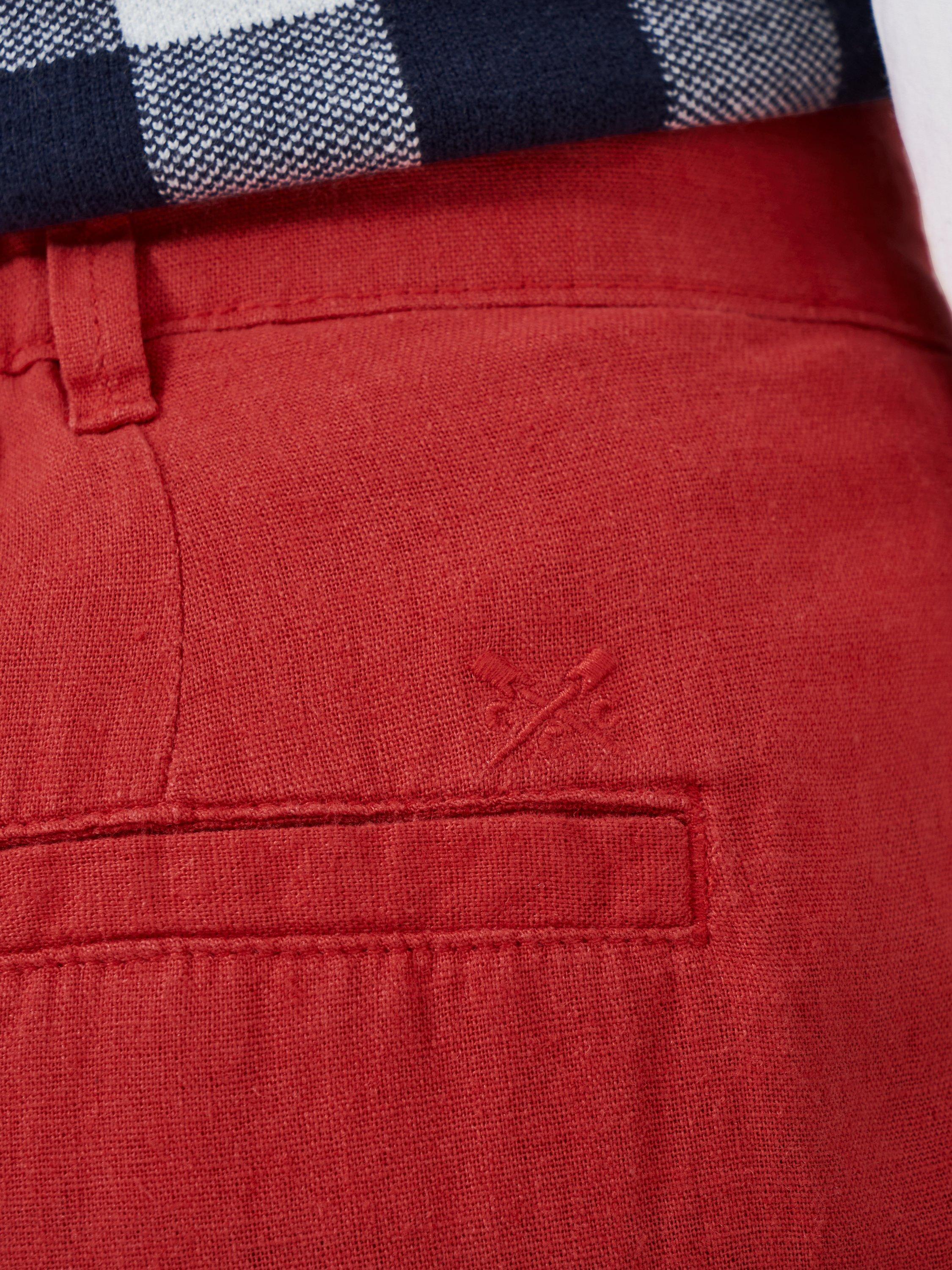 Product image 5 of 5, which shows Crew Clothing Linen Rich Wide Leg Trousers, Red Wine, 8