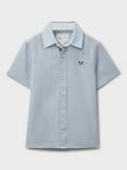 Crew Clothing Kids' Linen Cotton Short Sleeve Shirt, Light Blue
