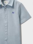 Crew Clothing Kids' Linen Cotton Short Sleeve Shirt, Light Blue