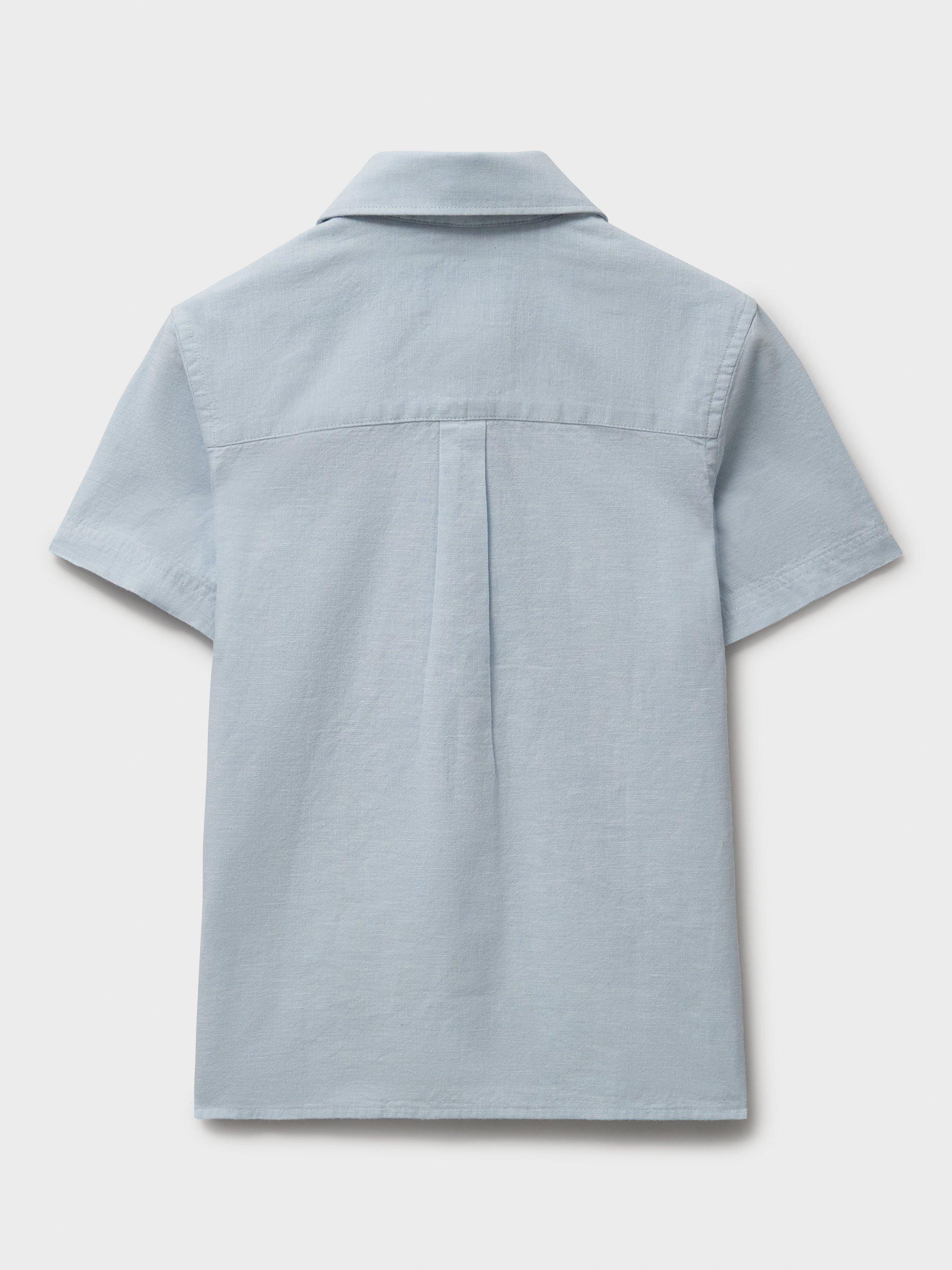 Product image 3 of 3, which shows Crew Clothing Kids' Linen Cotton Short Sleeve Shirt, Light Blue, 8-9 years