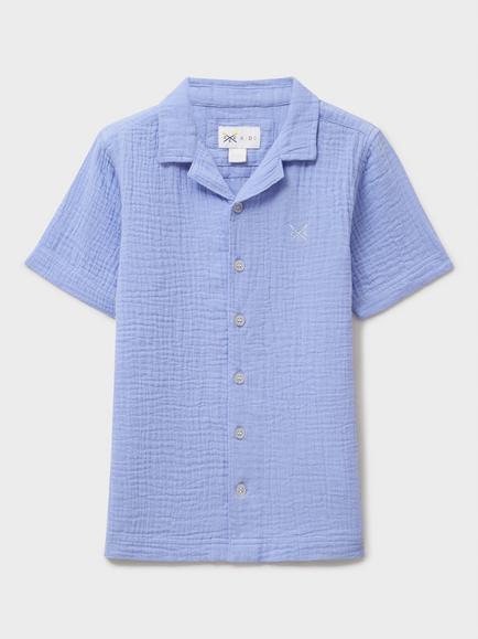 Crew Clothing Kids' Cotton Resort Shirt, Light Blue, Light Blue