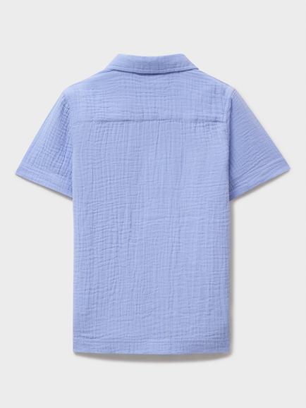 Crew Clothing Kids' Cotton Resort Shirt, Light Blue - view 2, Light Blue