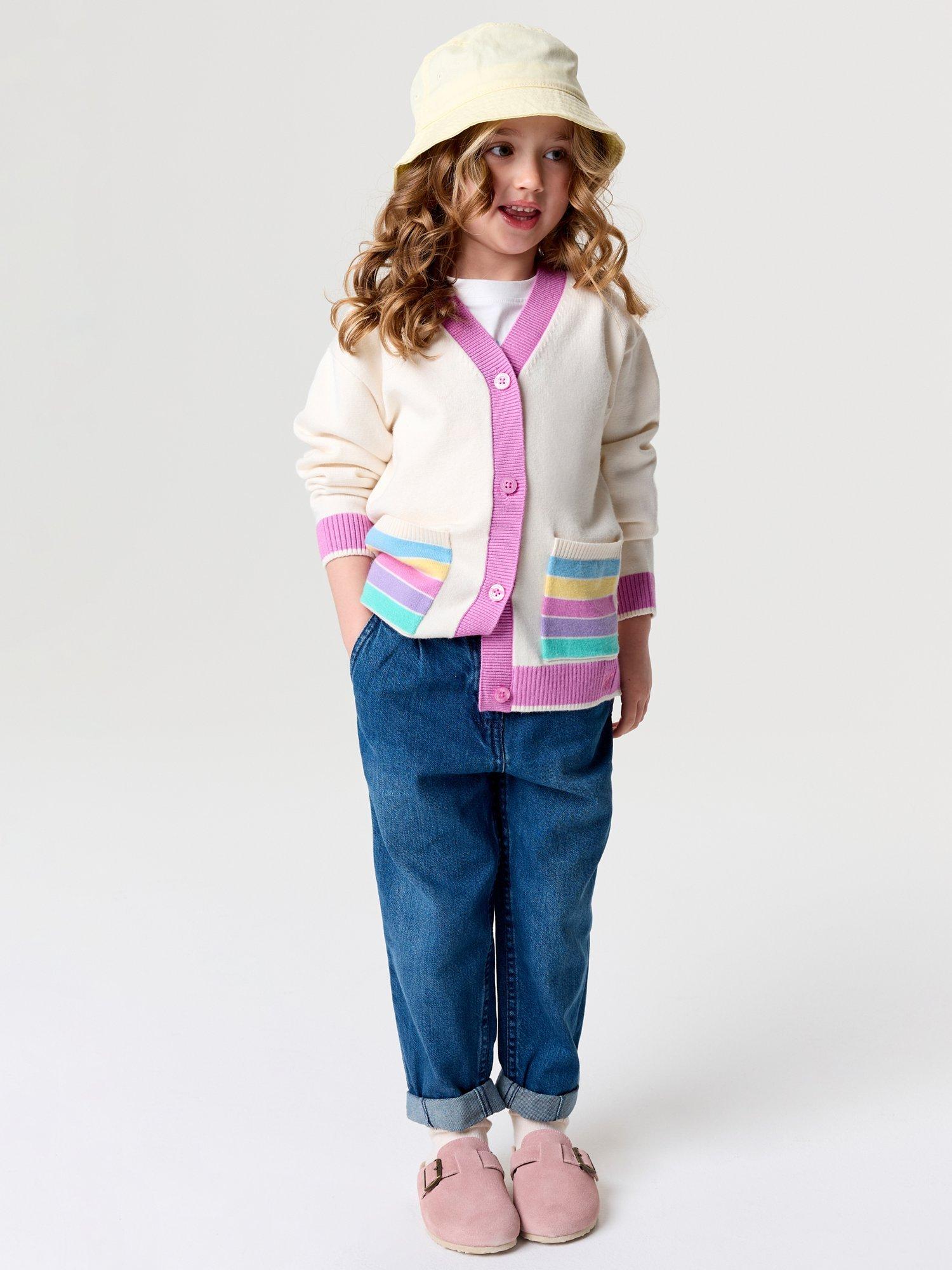 Product image 1 of 4, which shows Crew Clothing Kids' Cardigan, White/Multi, 8-9 years