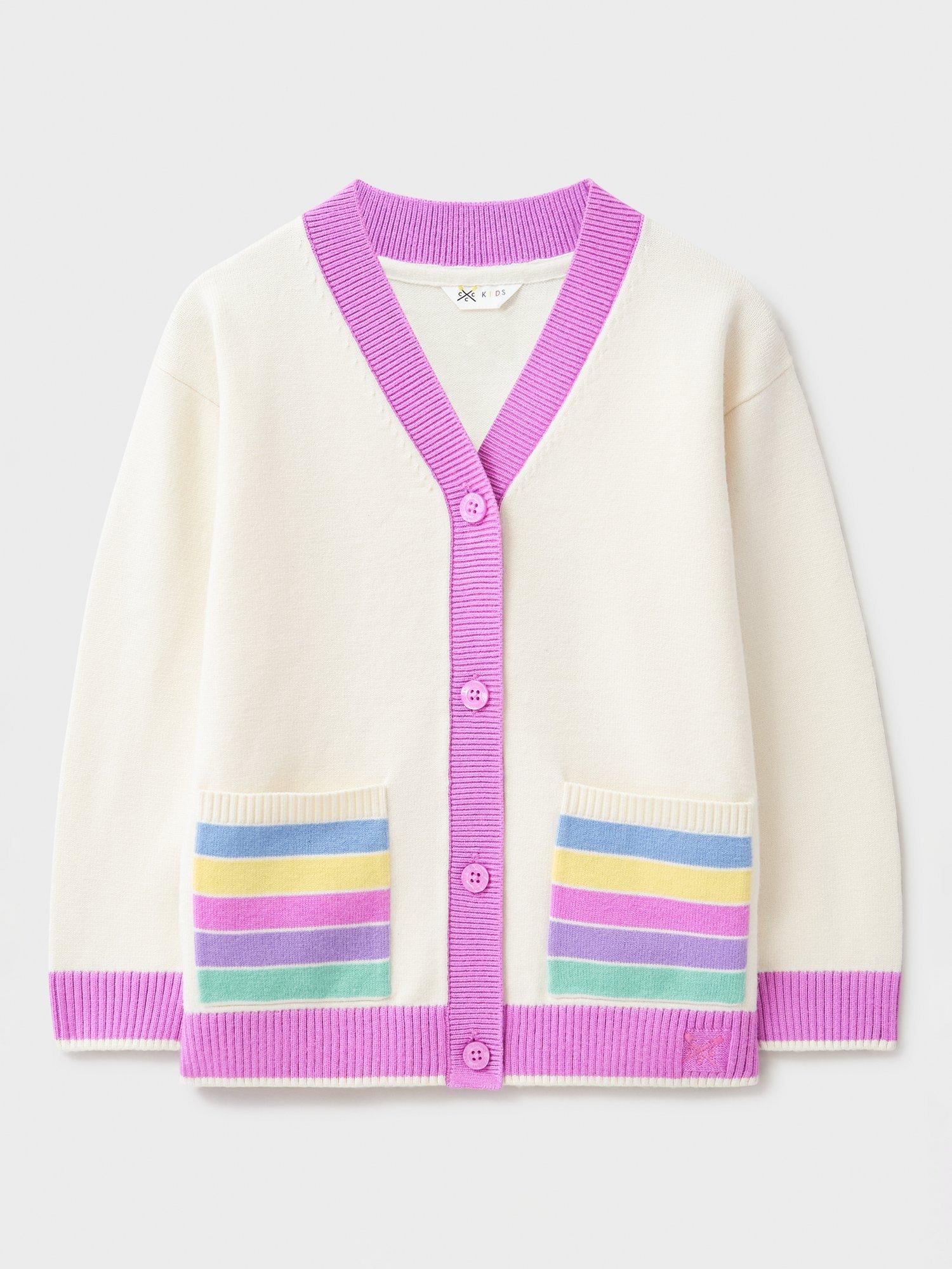 Product image 2 of 4, which shows Crew Clothing Kids' Cardigan, White/Multi, 8-9 years