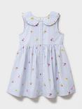 Crew Clothing Kids' Printed Cotton Sleeveless Dress, Multi Blue