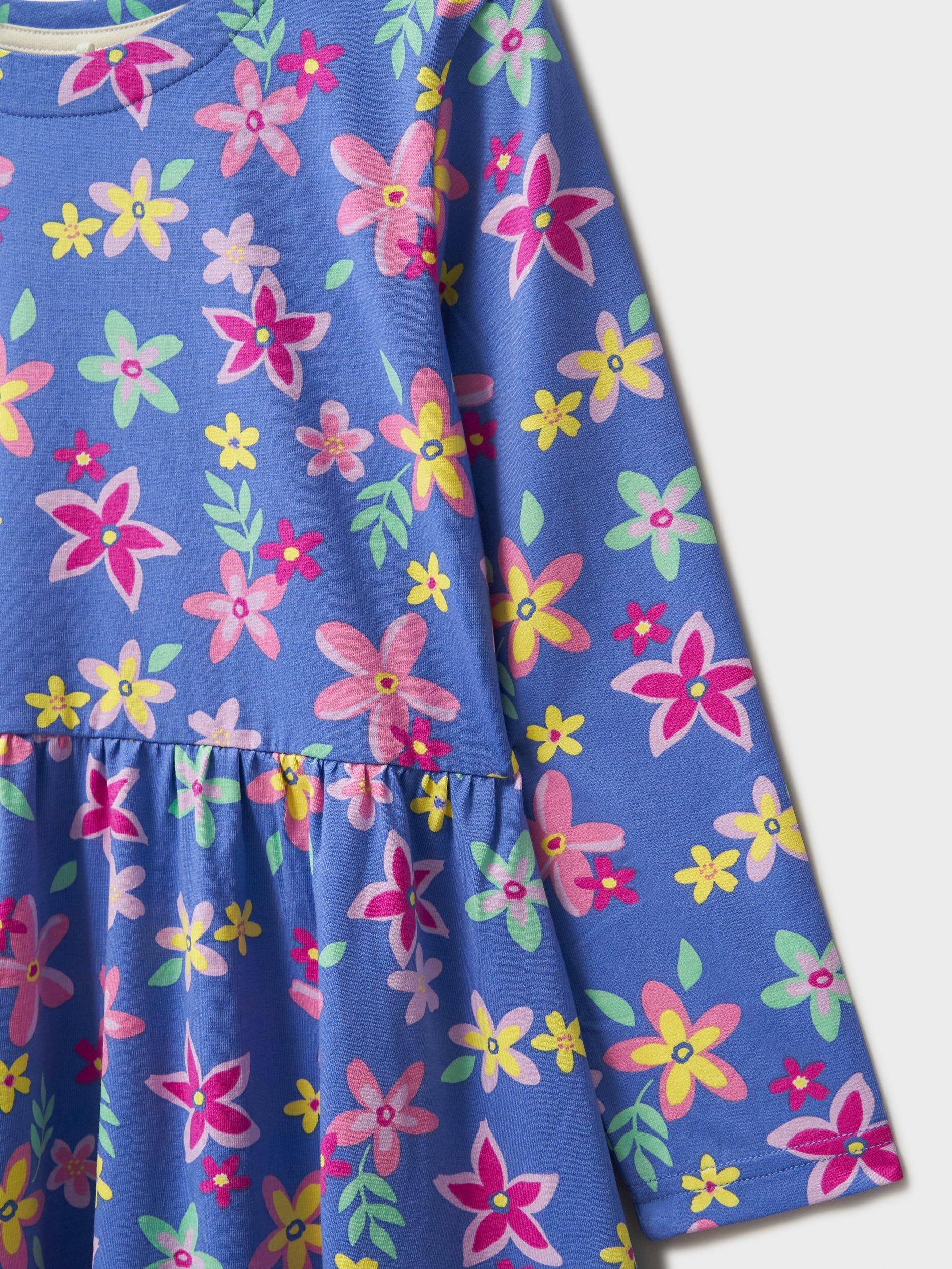 Product image 4 of 4, which shows Crew Clothing Kids' Floral Jersey Dress, Airforce Blue/Multi, 8-9 years