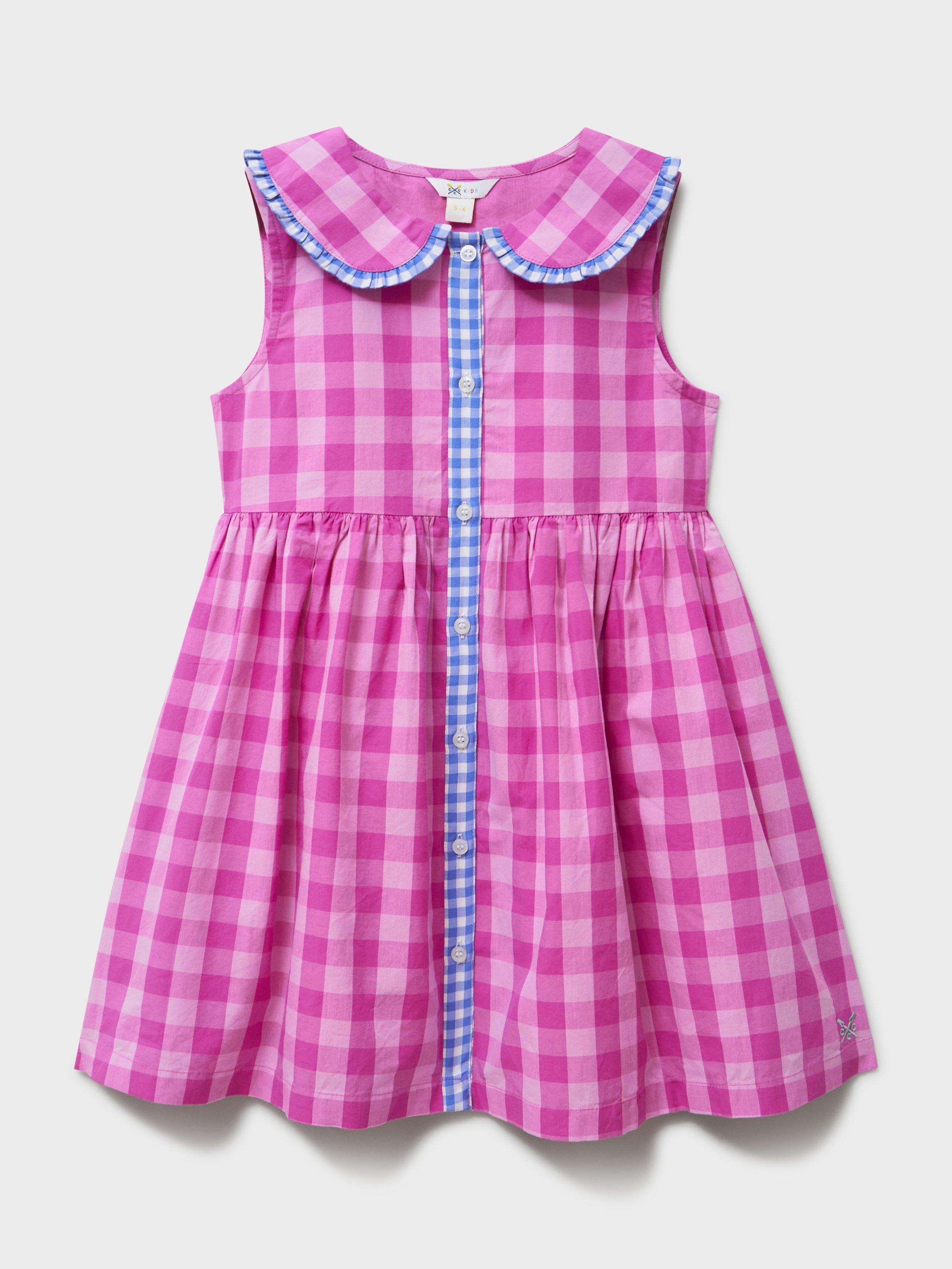 Product image 1 of 3, which shows Crew Clothing Kids' Printed Cotton Sleeveless Dress, Rose Pink, 8-9 years
