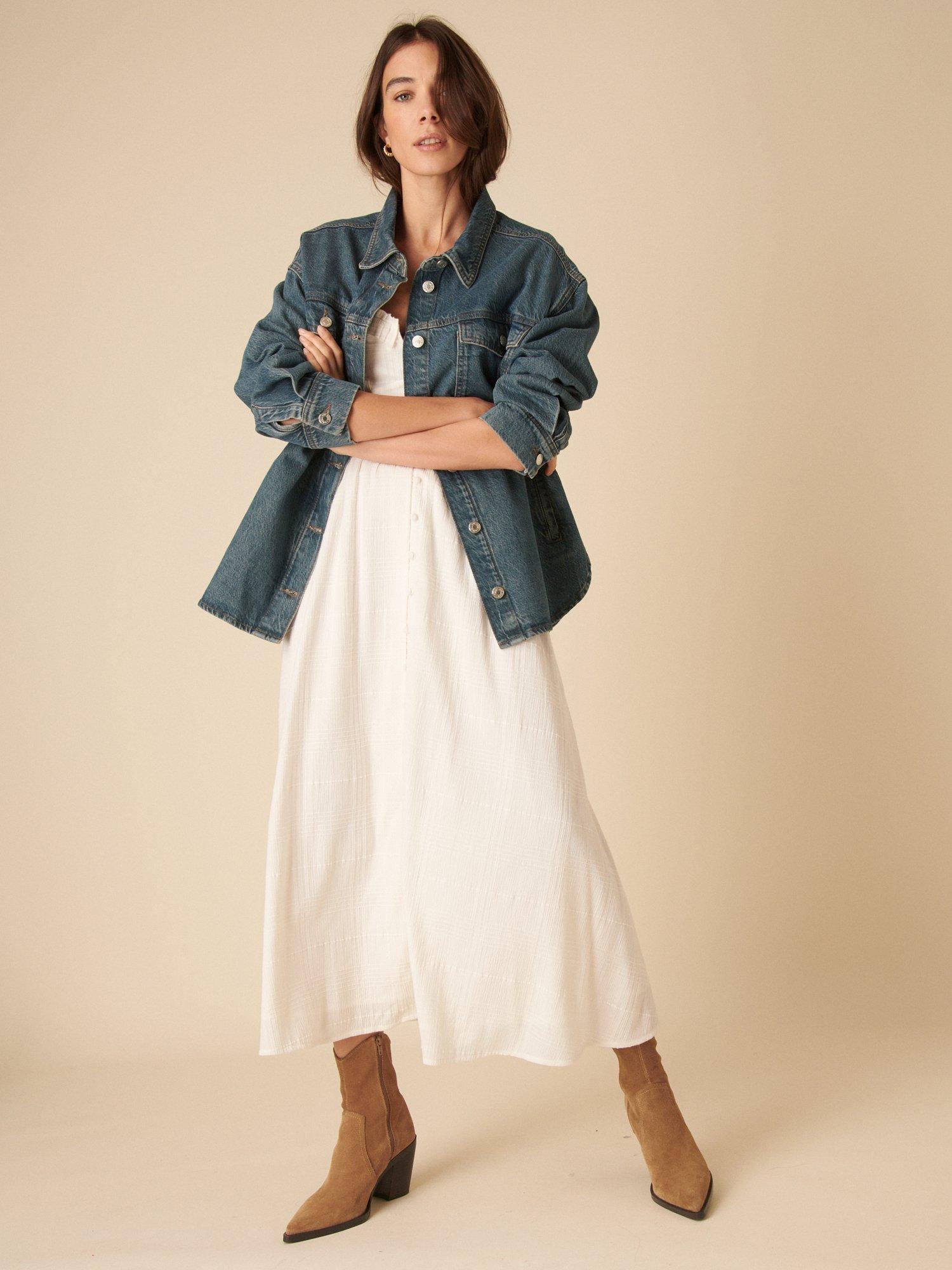 Product image 3 of 6, which shows Nobody's Child Flossie Pure Organic Cotton Midaxi Dress, White, 10