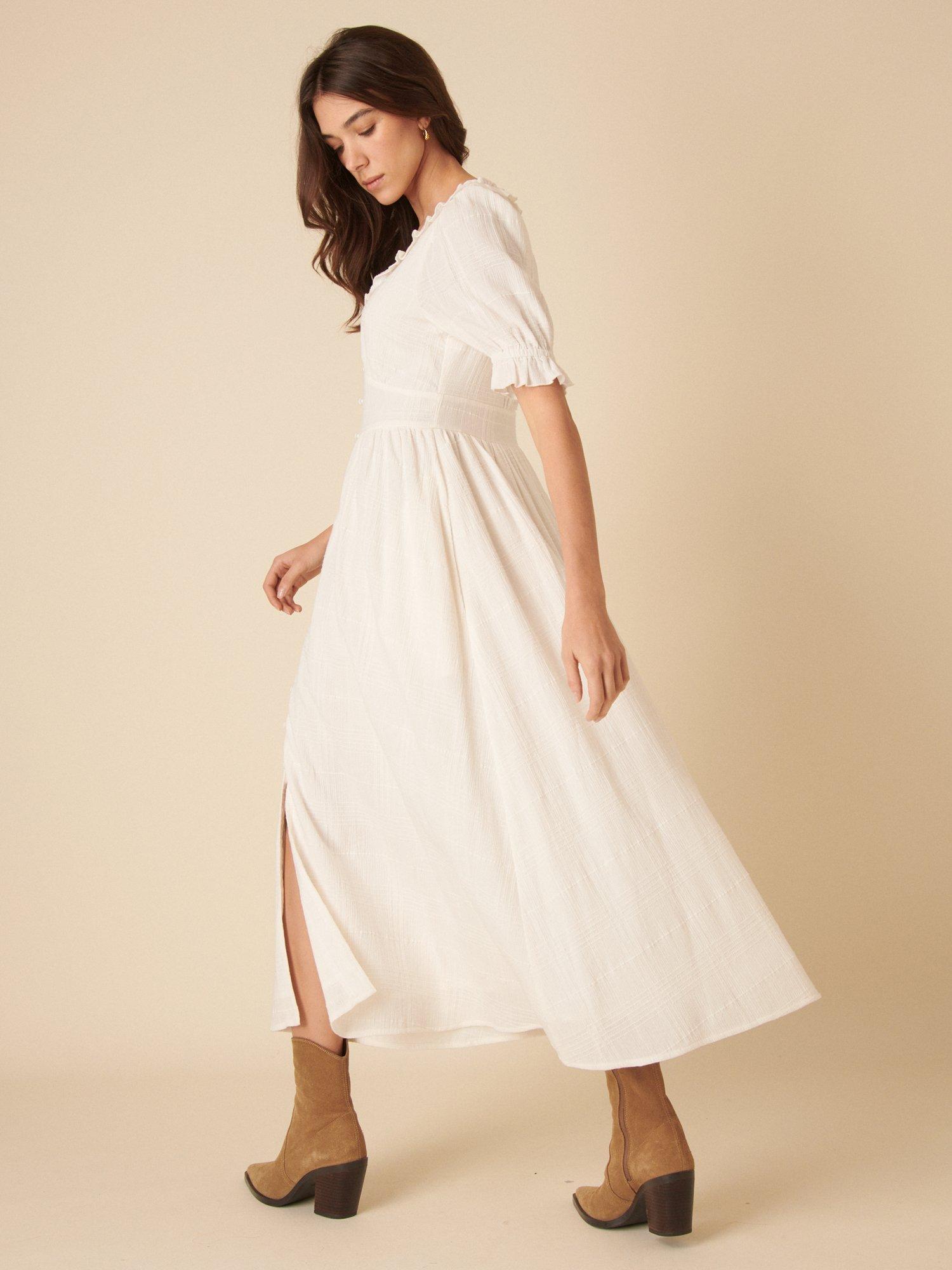 Product image 4 of 6, which shows Nobody's Child Flossie Pure Organic Cotton Midaxi Dress, White, 10