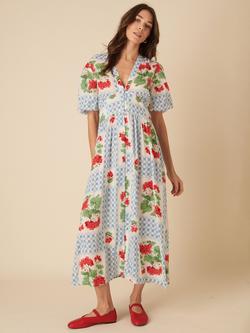 Nobody's Child Petite Starlight Short Puff Sleeve Gingham Floral Midaxi Dress, Multi, Multi