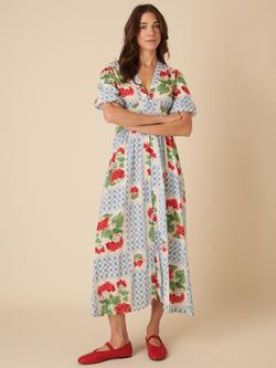 Nobody's Child Petite Starlight Short Puff Sleeve Gingham Floral Midaxi Dress, Multi - view 2, Multi