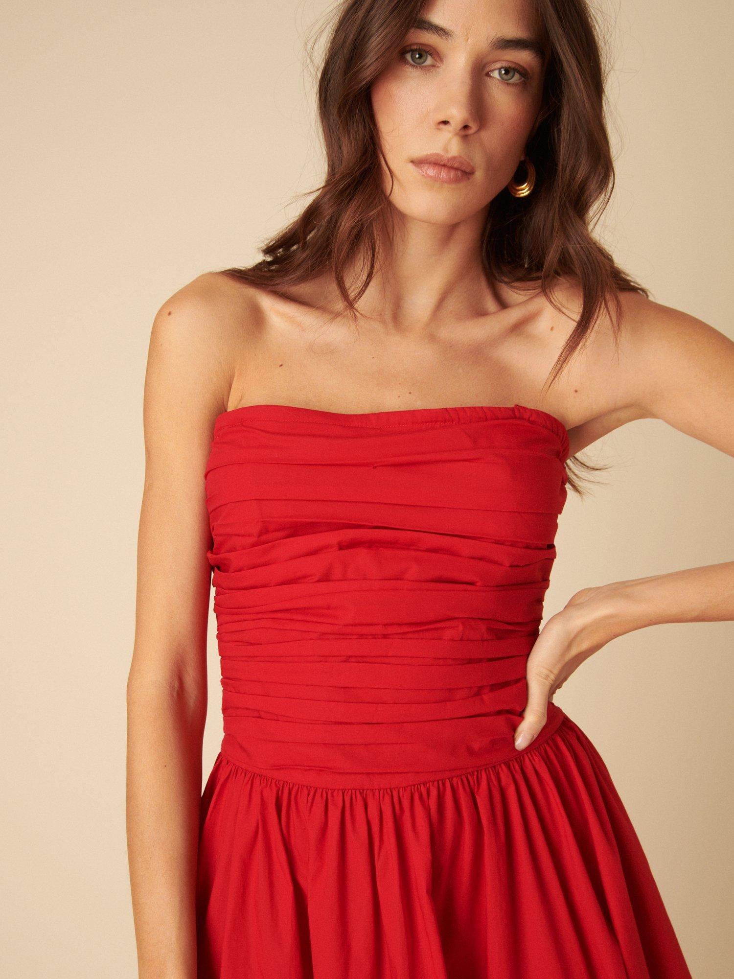 Product image 3 of 4, which shows Nobody's Child Petite Felicity Sleeveless Organic Cotton Midi Dress, Red, 8
