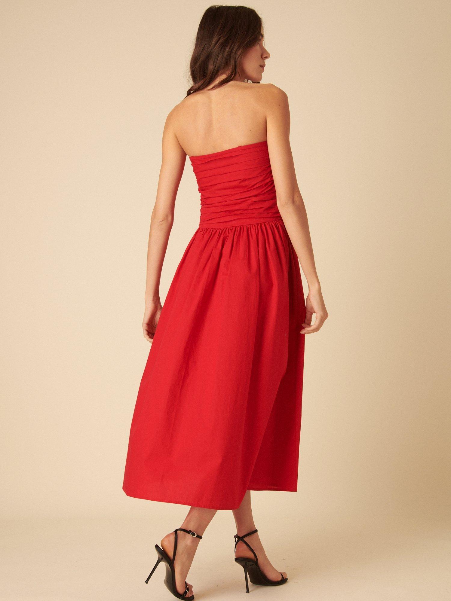 Product image 4 of 4, which shows Nobody's Child Petite Felicity Sleeveless Organic Cotton Midi Dress, Red, 8