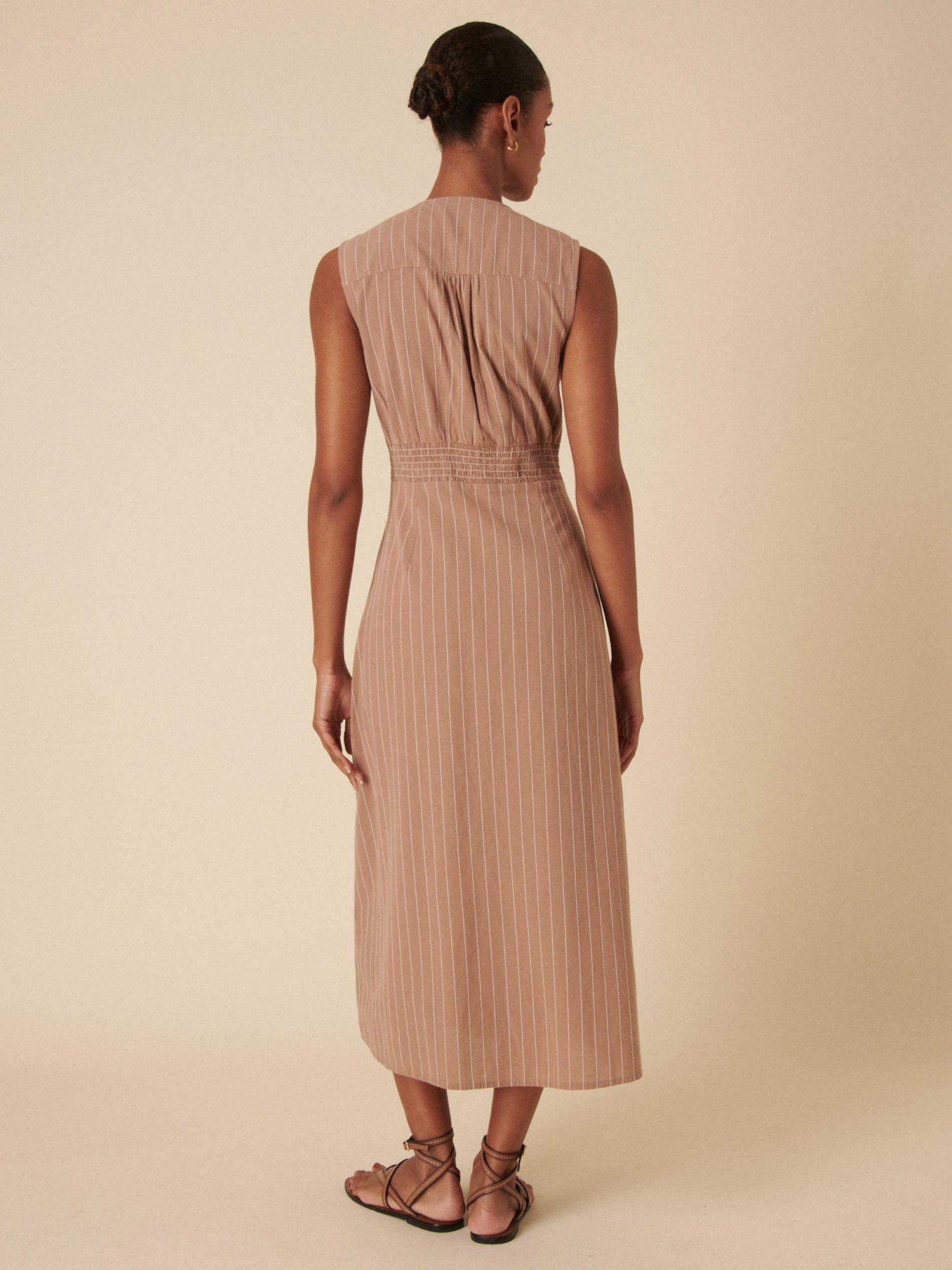 Product image 4 of 4, which shows Nobody's Child Lucinda Stripe Pure Organic Cotton Midi Dress, Stone, 18