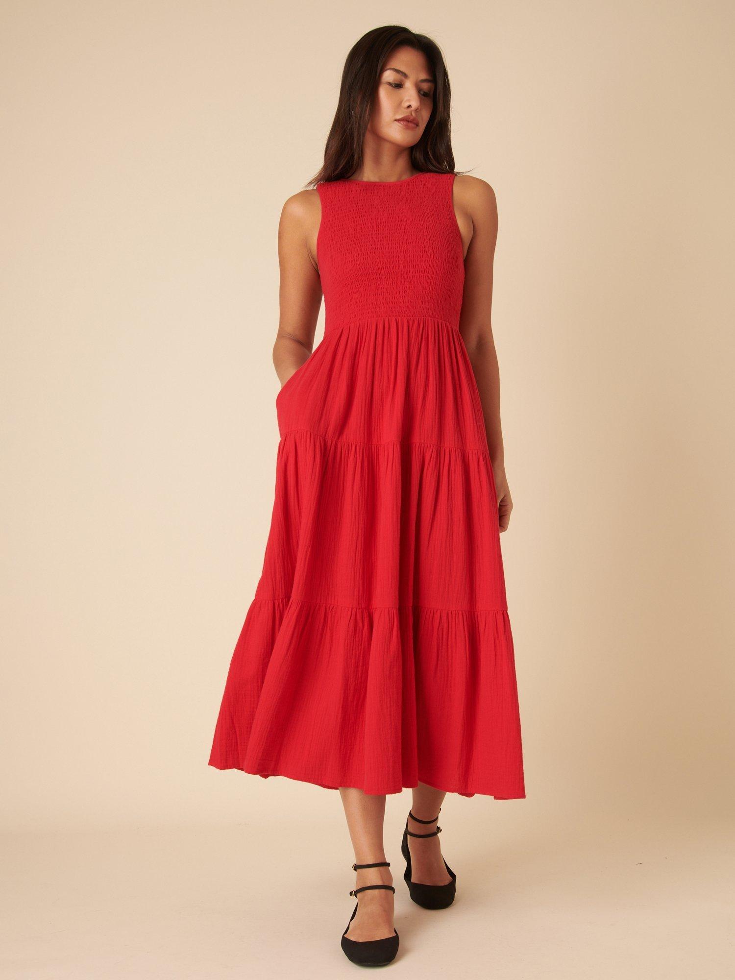 Product image 1 of 4, which shows Nobody's Child Charlie Pure Organic Cotton Sleeveless Dress, Red, 8
