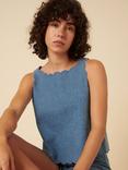Nobody's Child Finsbury Pure Organic Cotton Denim Scallop Top, Blue