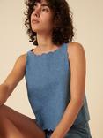 Nobody's Child Finsbury Pure Organic Cotton Denim Scallop Top, Blue