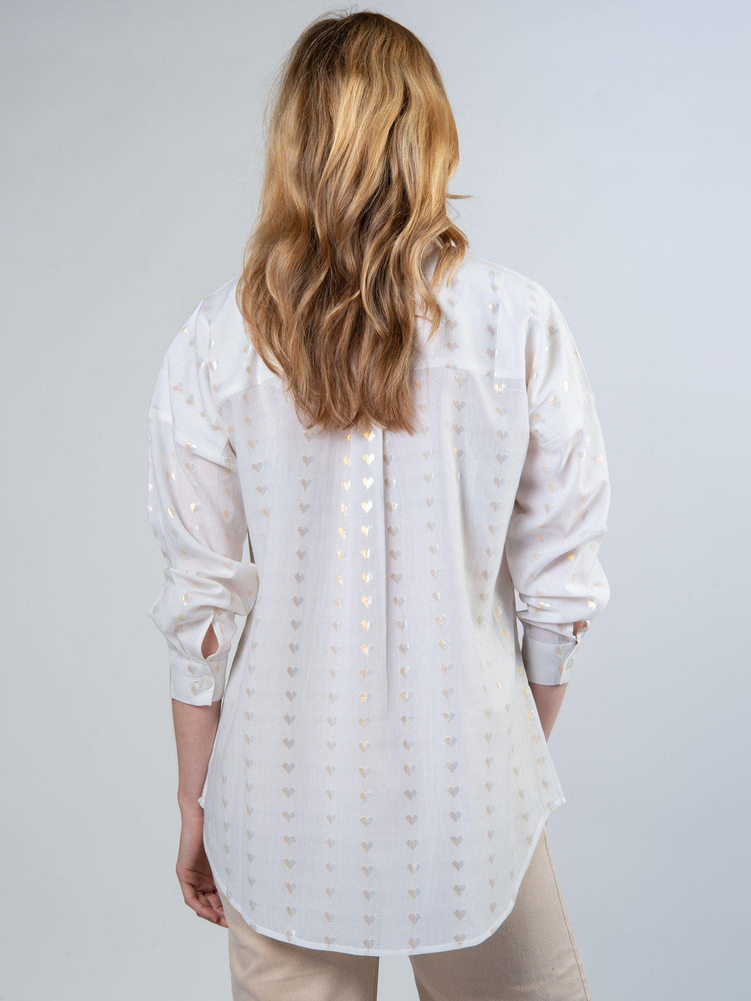 Product image 5 of 5, which shows Cape Cove Metallic Heart Shirt, Cream, XS